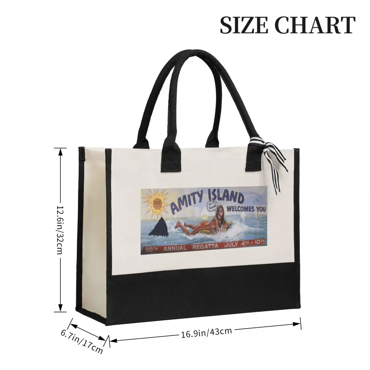 Canvas Gift Shopping Bag Welcome To Amity Island Canvas Large Capacity Bag Customizable Quality Gifts