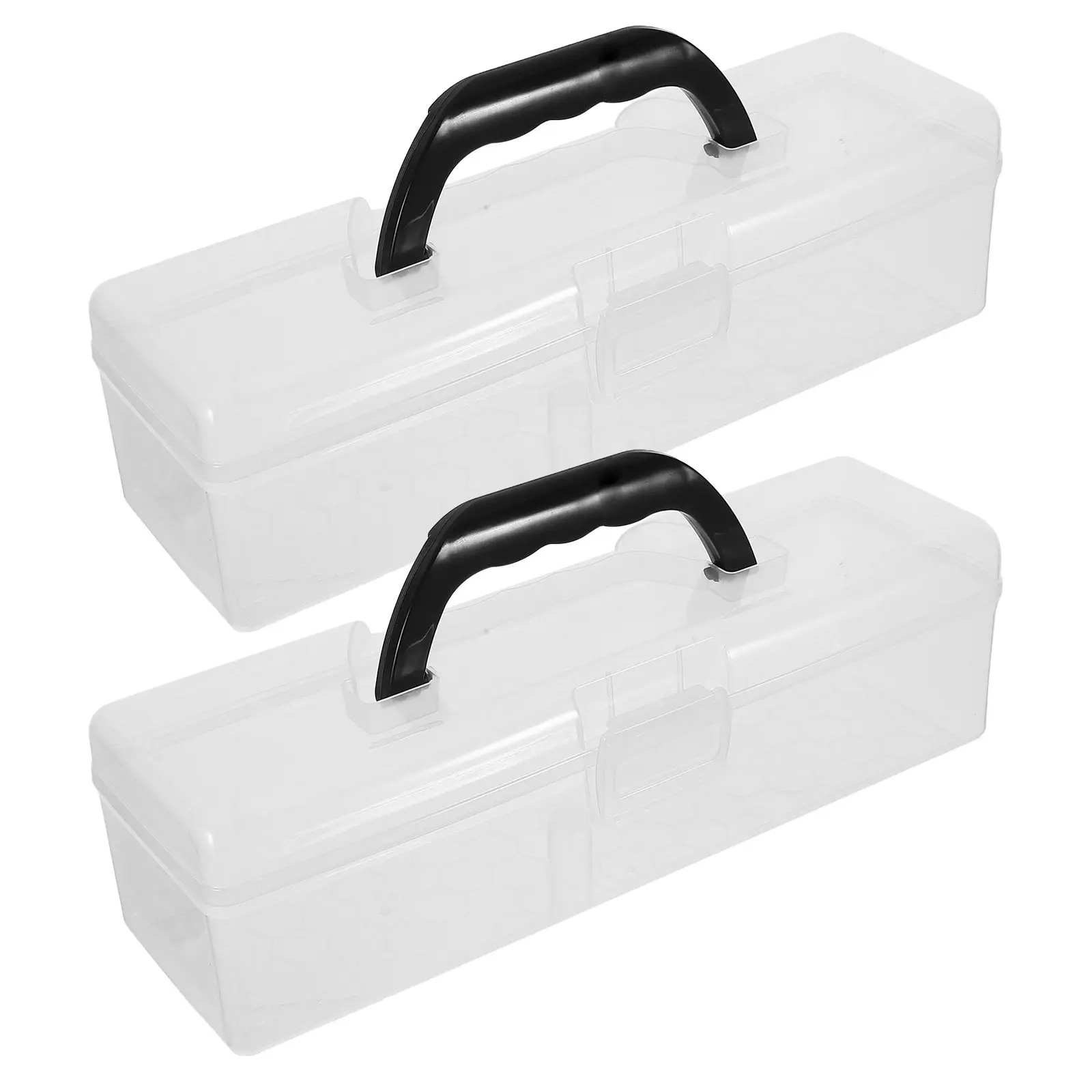 Clear Plastic Paint Brush Holder Organizer for Watercolor & Drawing Brushes – 2pcs Portable Rectangular Storage