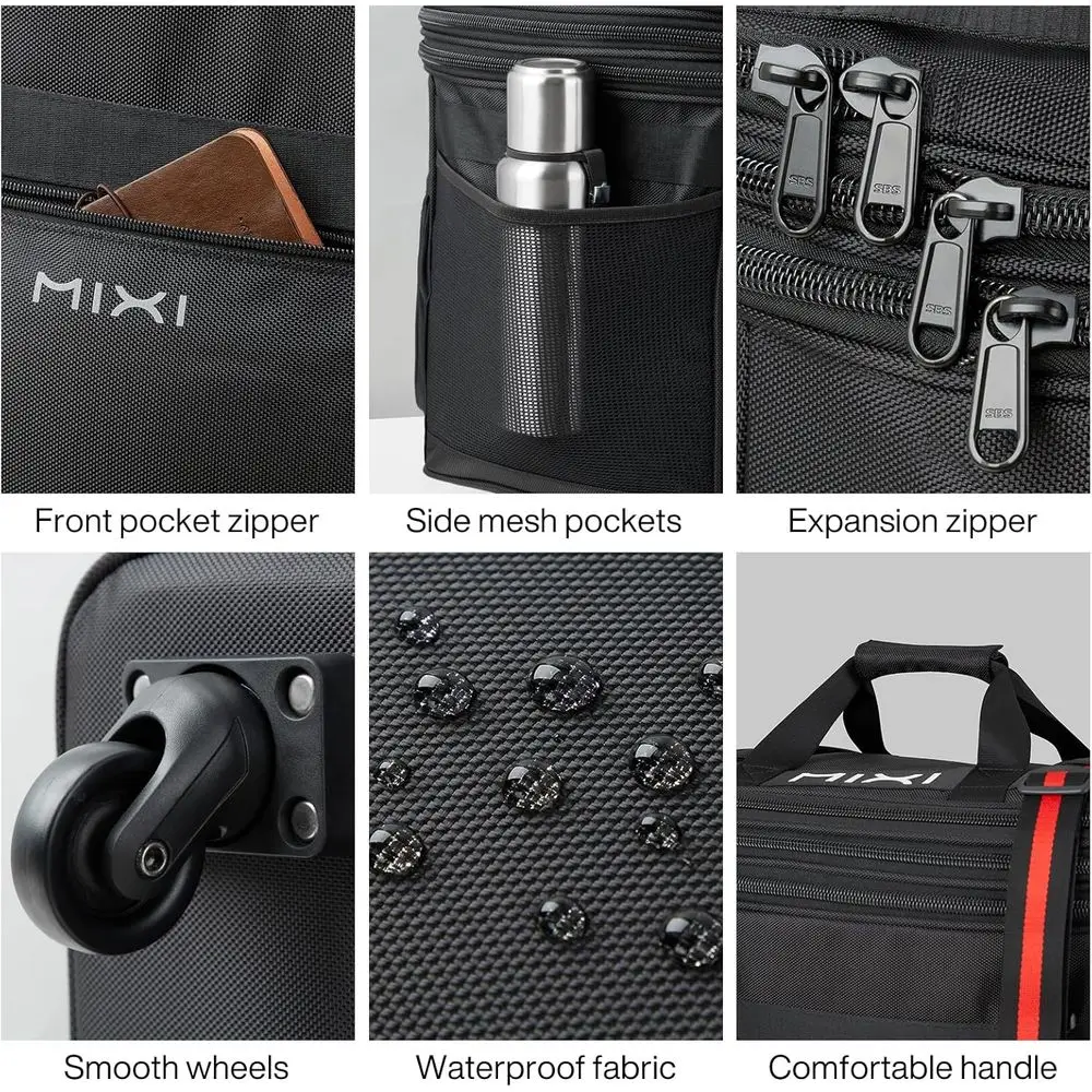 Expandable Rolling Travel Bag with Wheels, Large Collapsible Suitcase for Men and Women, Black - view 5