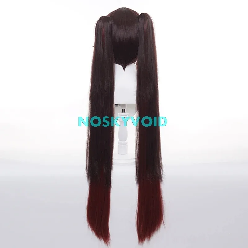 Genshin Impact Hu Tao Cosplay Wigs Cosplayer Headgear Halloween Role Playing Double Ponytail Long Hair