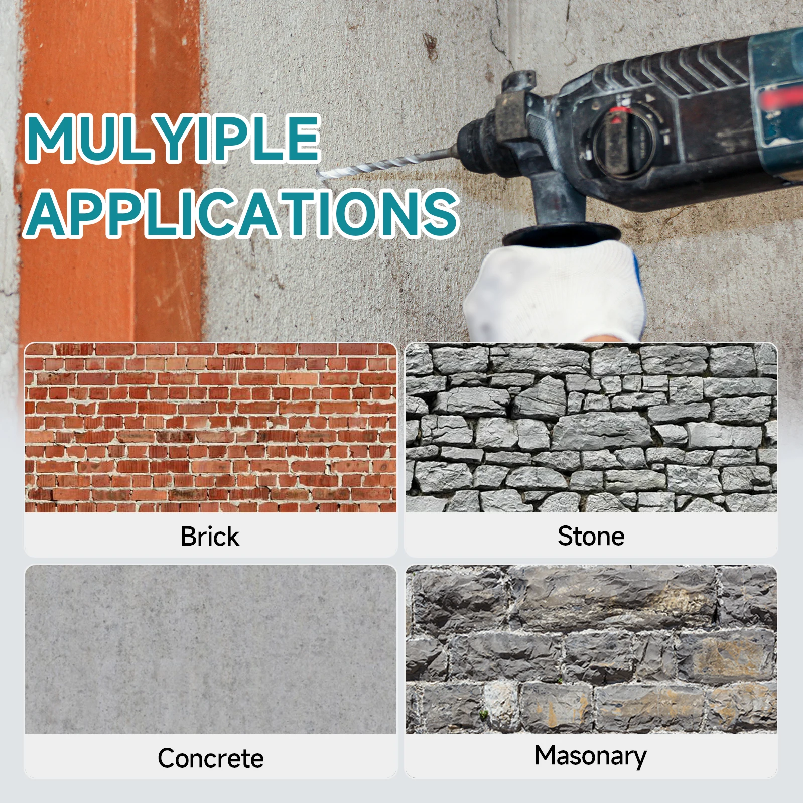 9pcs Drill Bits Set Tungsten Carbide Metalworking Bit Chisel Masonry Tools For Concrete Stone