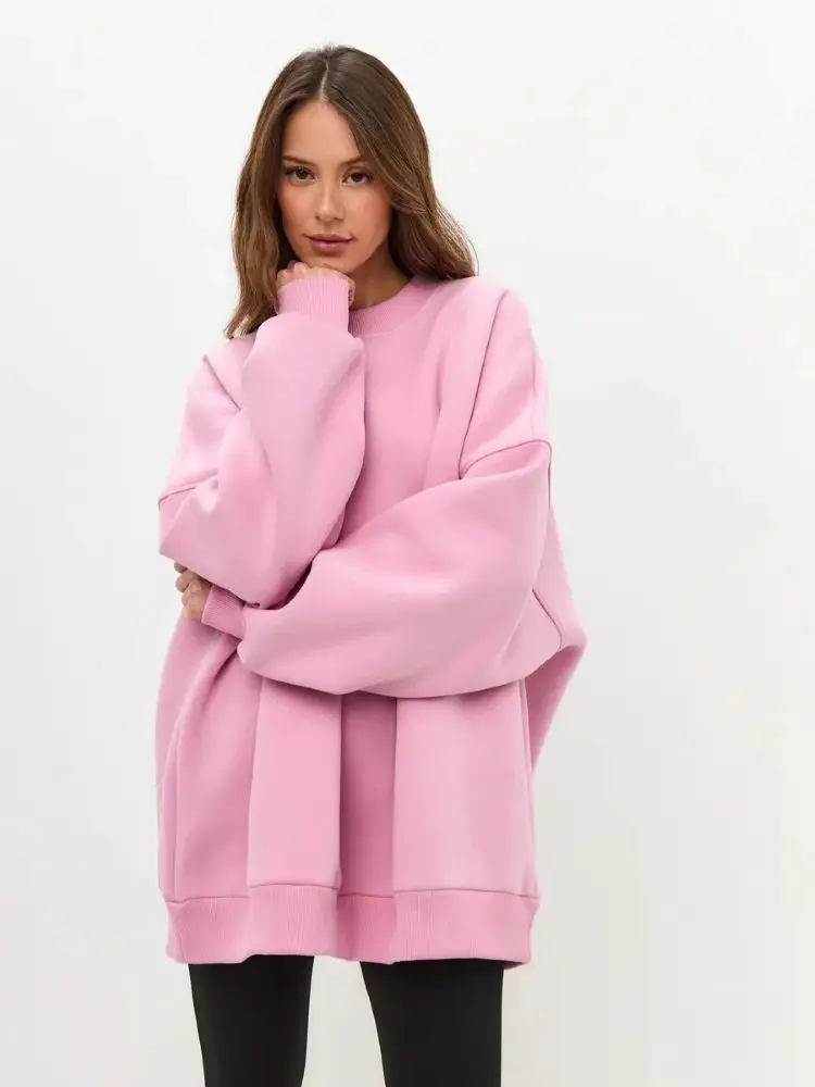 

Zadily женский свитшот большого размера с круглым вырезом и длинными рукавами, свободный повседневный зимний пуловер 2025 года, топ, минималистичная одежда