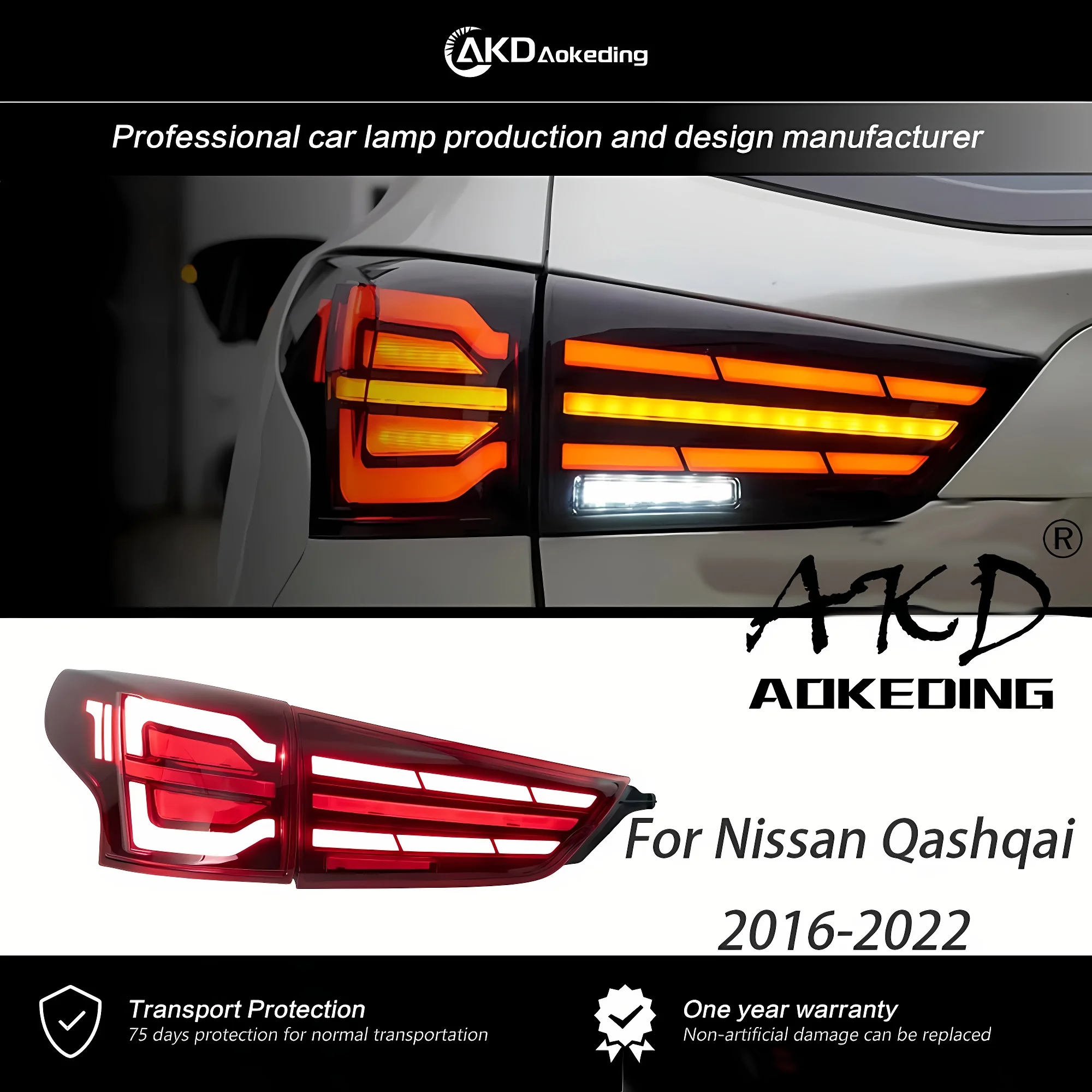 AKD Tail Lamp For Nissan Dualis Qashqai Tail Light 2016-2022 LED Rear Lamp LED DRL Synamic Signal Auto Accessories Assembly 2PCS