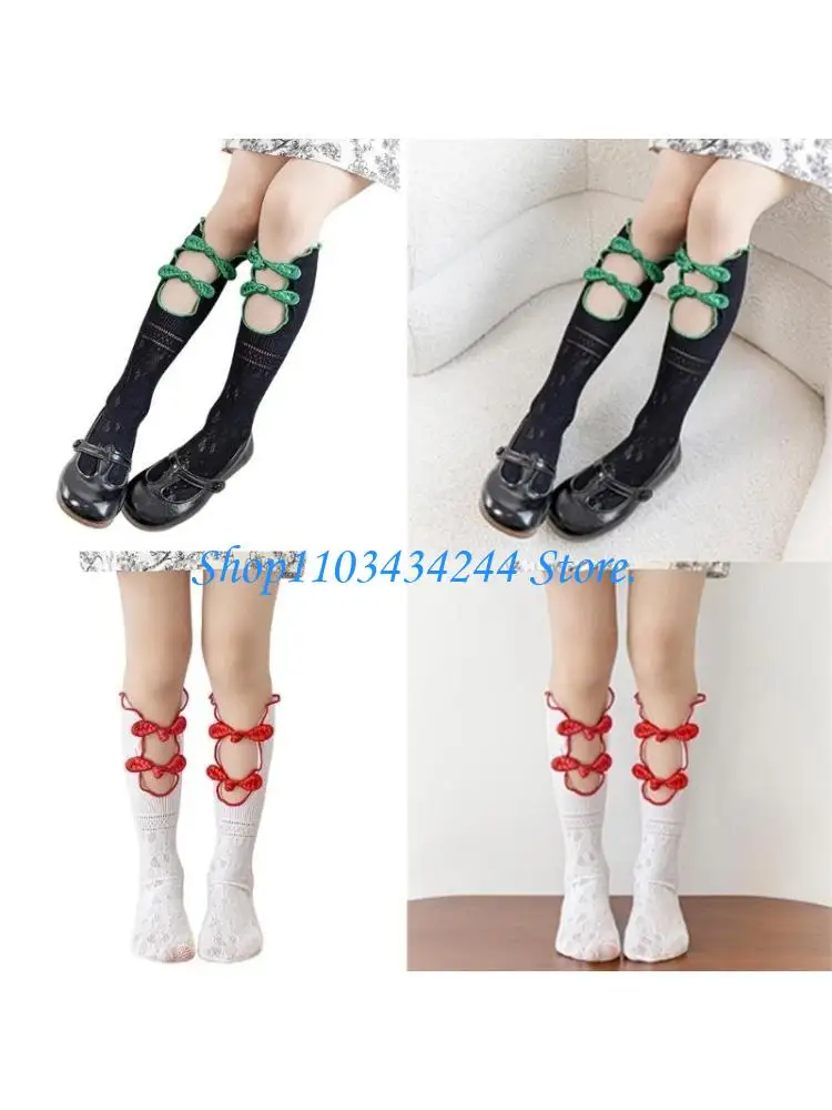 1 Pair Elegant Cheongsam Button Girls Socks Fashionable In Tube Socks Classical Chinese Female Piled Up Socks