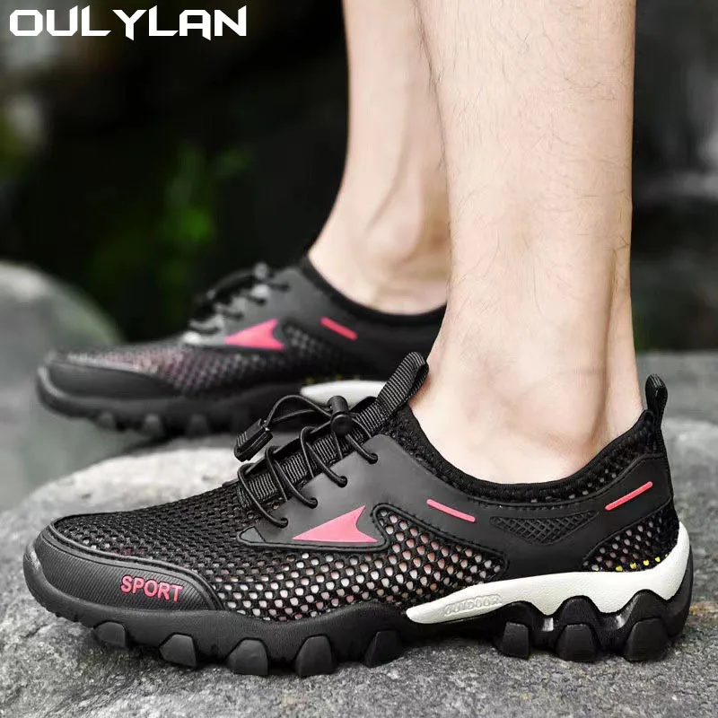 

Oulylan Lightweight Comfortable Mesh Anti-slip Walking Sneakers Climbing Wading Shoes Breathable Hiking Shoes Casual Soft Sole