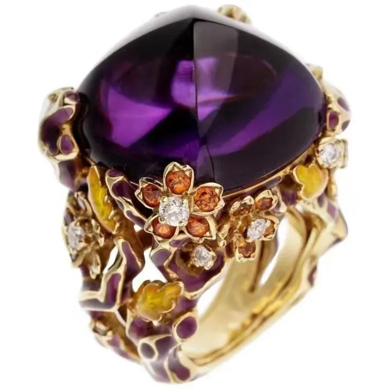 Ethnic-Style Wholesale Alloy Rings Enamel Red Corundum Women's Jewelry