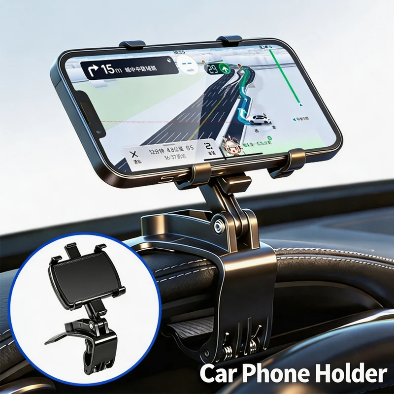 Support de téléphone portable universel pour voiture, support de navigation GPS pour tableau de bord, réglage multi-angles, vision avant et arrière 360° °   Diplôme