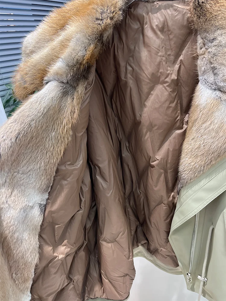 2025 Mode Vrouwen Winter Warm Natuurlijke Ganzendons Jas Echte Muskrat Bontkraag Jassen Casual Vrouwelijke Puffer Jassen