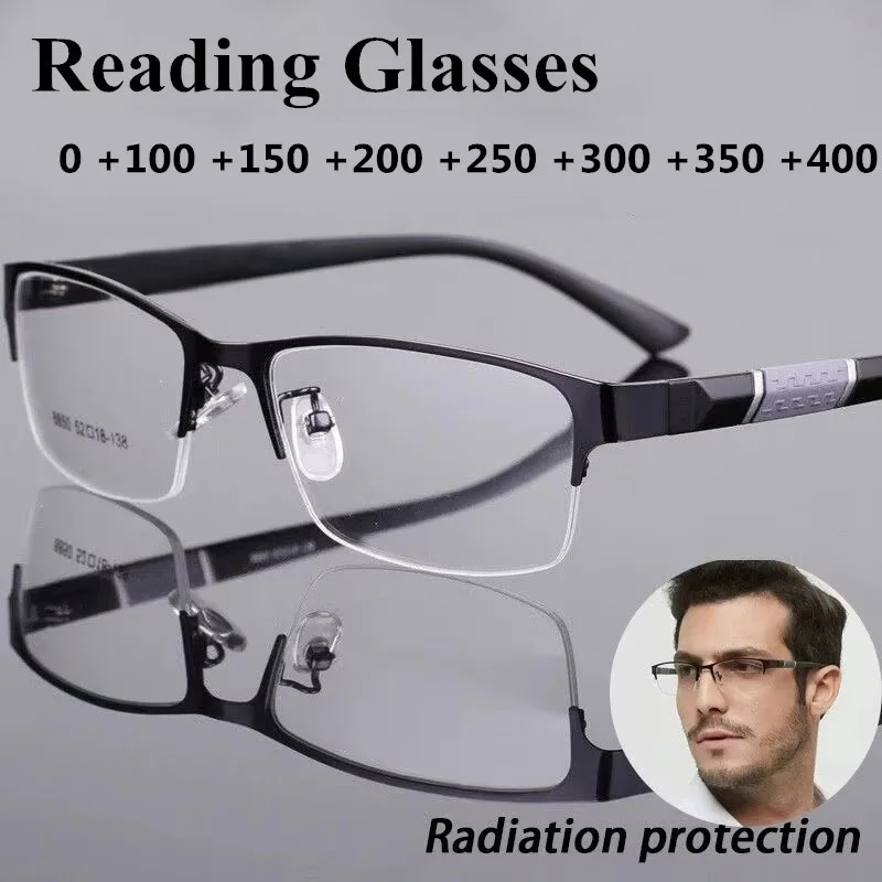 Image of Herren-Lesebrille Retro Business Weitsichtbrille Anti-Blaulicht-Lesebrille 0 +1,0 Bis +4,0 Dioptrien Lesebrille