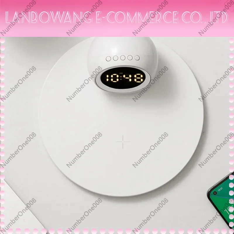 Wireless Charger Night Light, Multifunctional Clock Bluetooth Speaker, LED Desk Lamp Phone Charging Station view 5