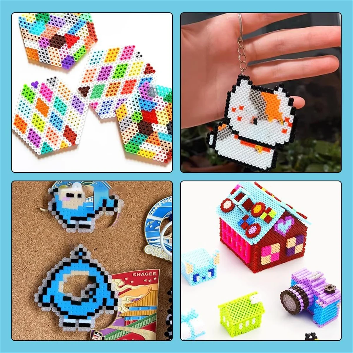 

ABXHH Fuse Beads Pegboards, Large Plastic Bead Pegboard, Square Peg Fuse Melty Beads Boards Kit for DIY Craft Beads