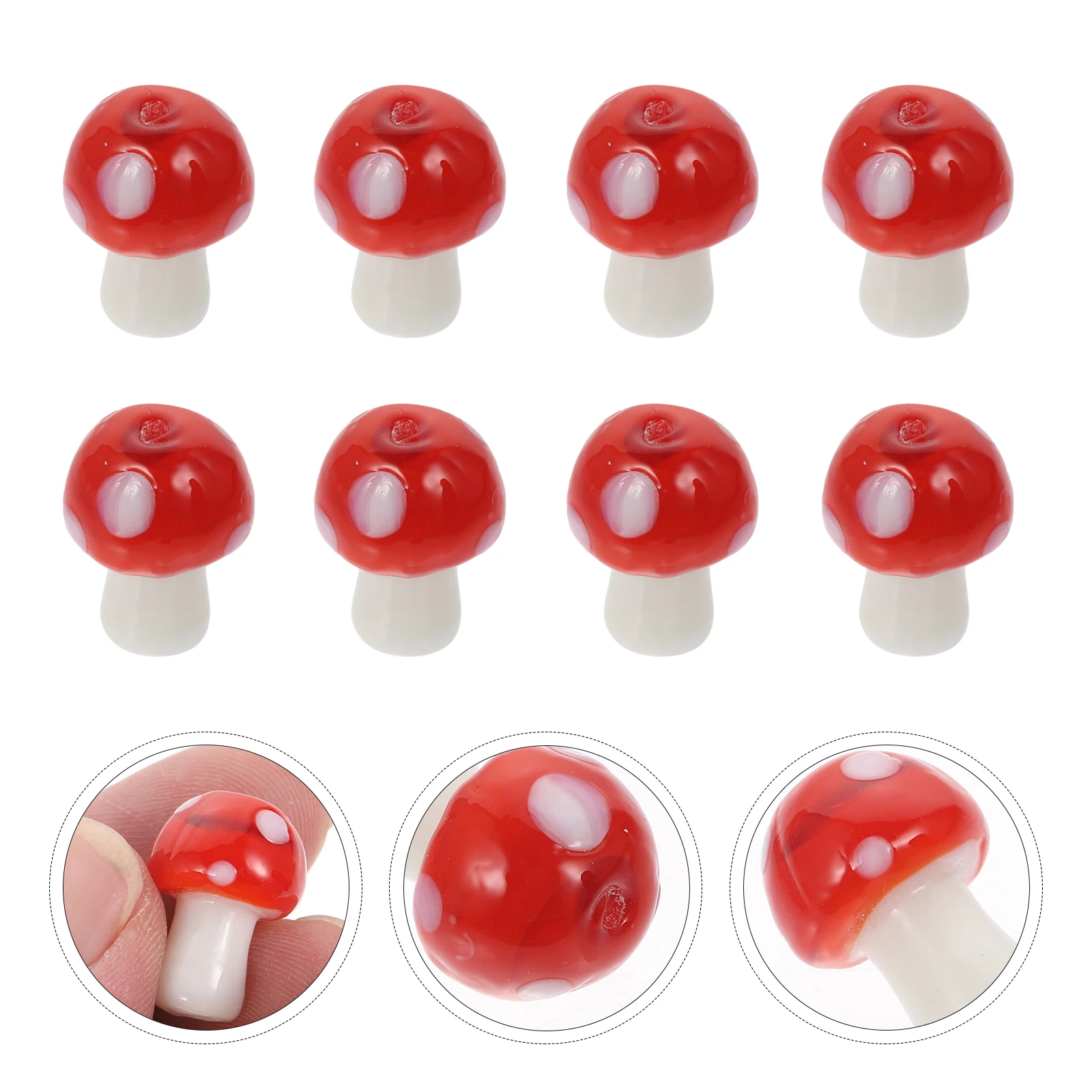 

30 Pcs Christmas Decor Glass Pendant Accessories Mushroom Pendants Necklace Cartoon DIY Charm Jewelry Red Lovely Charms Women's
