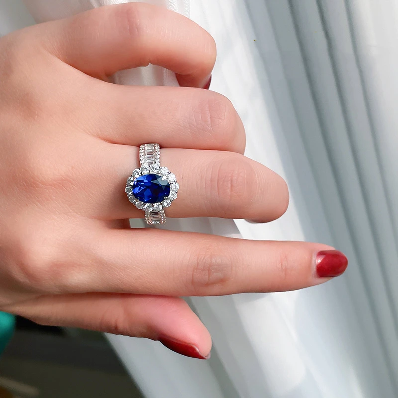 ريترو 3ct مختبر الدلفينيوم الياقوت الدائري للنساء مجوهرات فاخرة عالية الجودة بالجملة