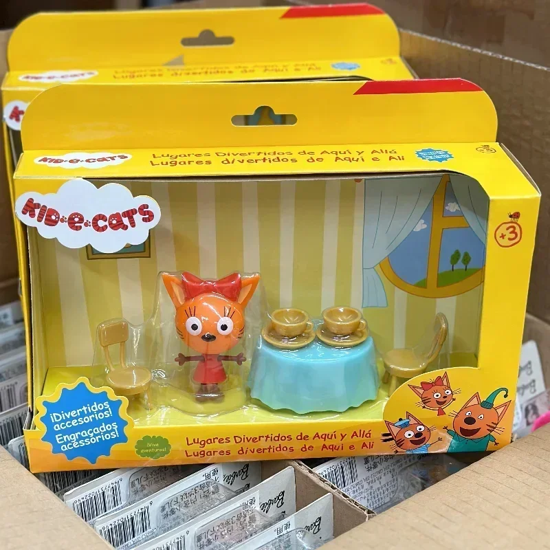 Cartoon Anime Russian Kid-E-Cats Miniature Restaurant Afternoon Tea Series Action Figure Doll Play House Toys Collect Ornaments