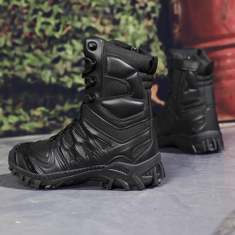 Men's trend high-top outdoor boots four seasons non-slip comfortable hiking boots professional protective tactics training boots image 2