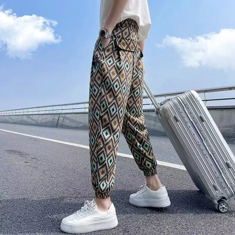 Y2K Mens Casual Sport Harem Pants Summer Fashion Joggers Sweatpants Men Cargo Track Pants Man Baggy Trousers Pantalones Hombre