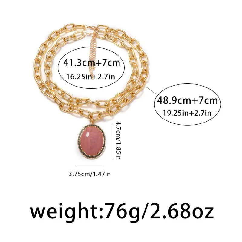 Vintage Cameo Pendant Necklace Gold Plated Thick Chain Choker for Women Gothic Statement Jewelry