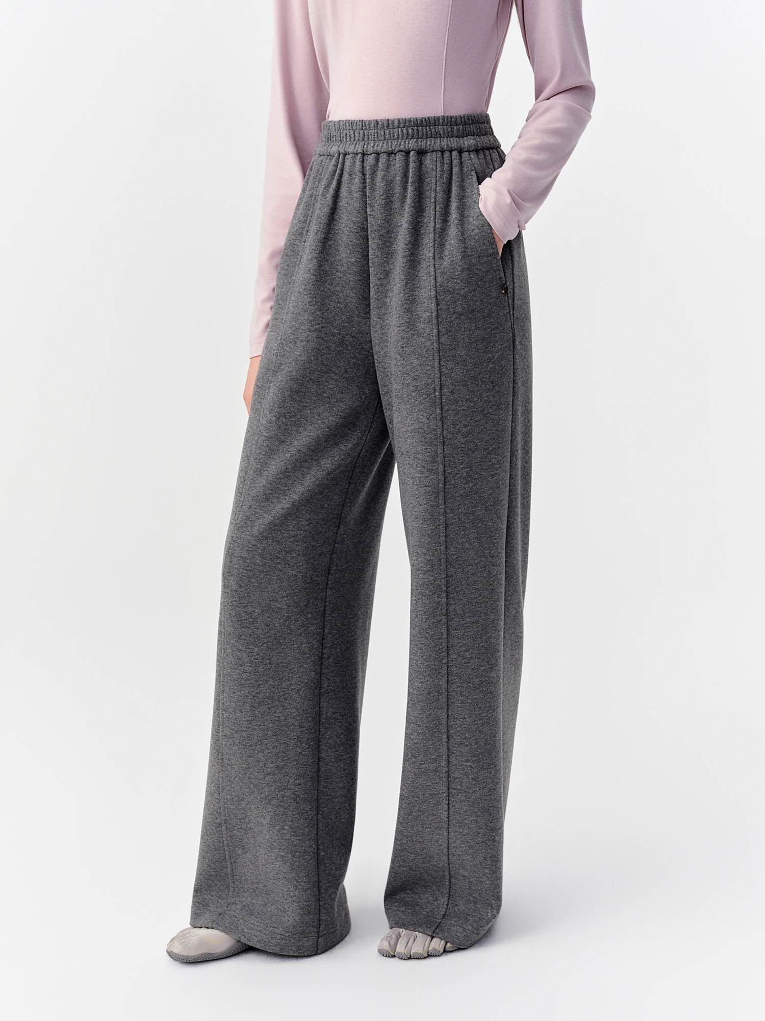DUSHU Women Elastic Waist Wide Leg Sweatpants Drawstring Lounge Soft Casual Pants Black Grey Multi Color Streetwear Home Office