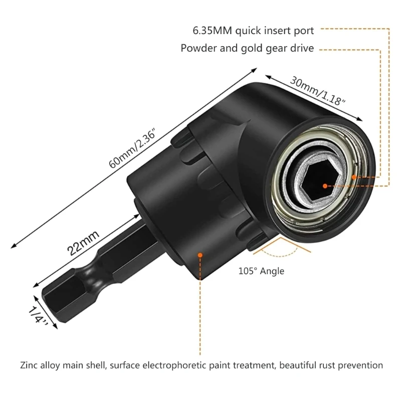Porte-embout perceuse à percussion, adaptateur perceuse à droit 105 °, porte-embout tournevis, livraison