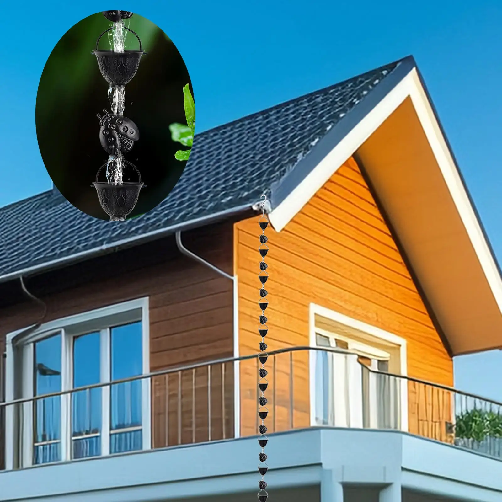 

Rain Chain for Gutter Rain Catcher System Home Outdoor Patio Outside Garden