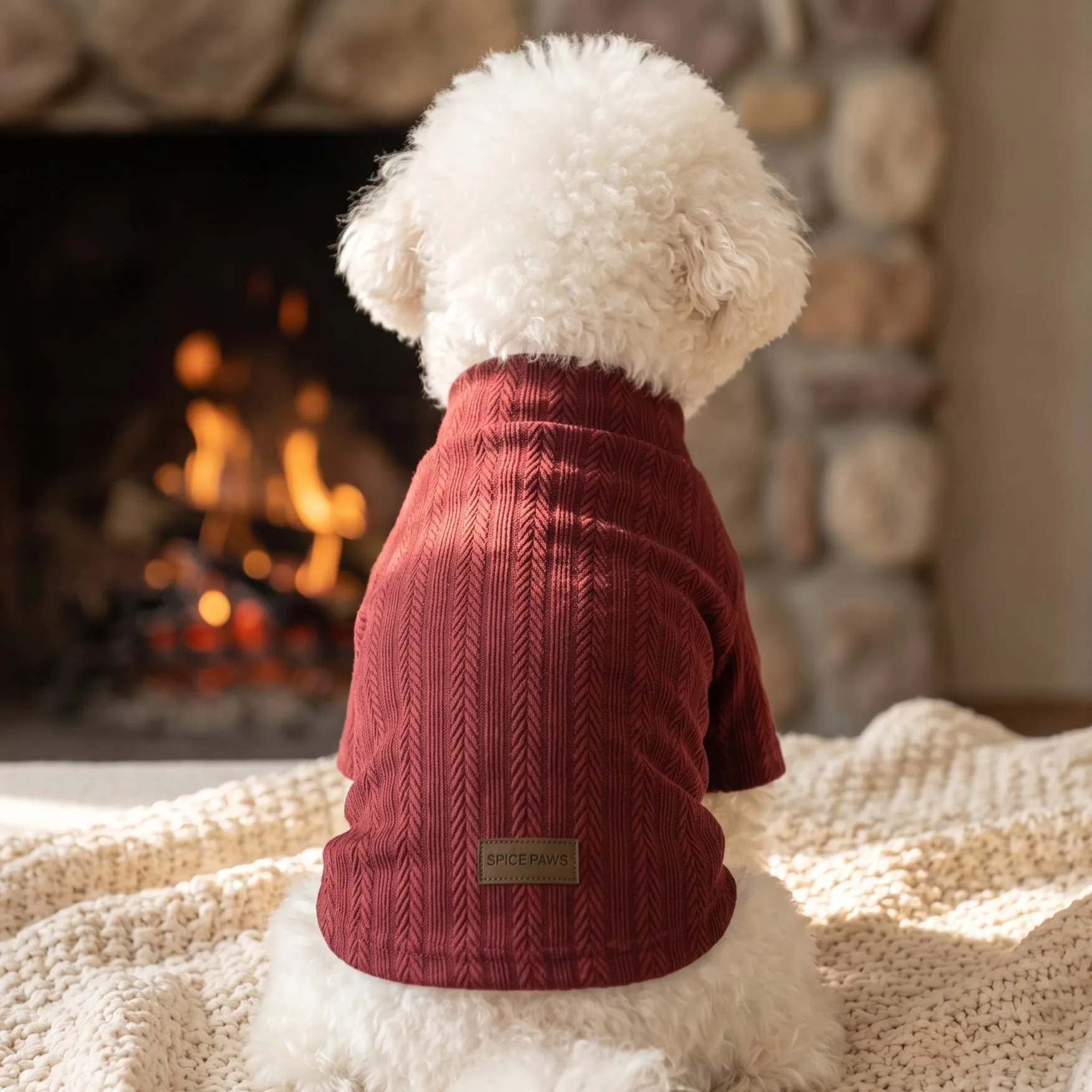 Hundepullover, Rollkragenpullover für Haustiere, gestrickte Hundekleidung mit Blumenmuster, Unterhemden für kleine und mittelgroße Hunde. – Detail 4