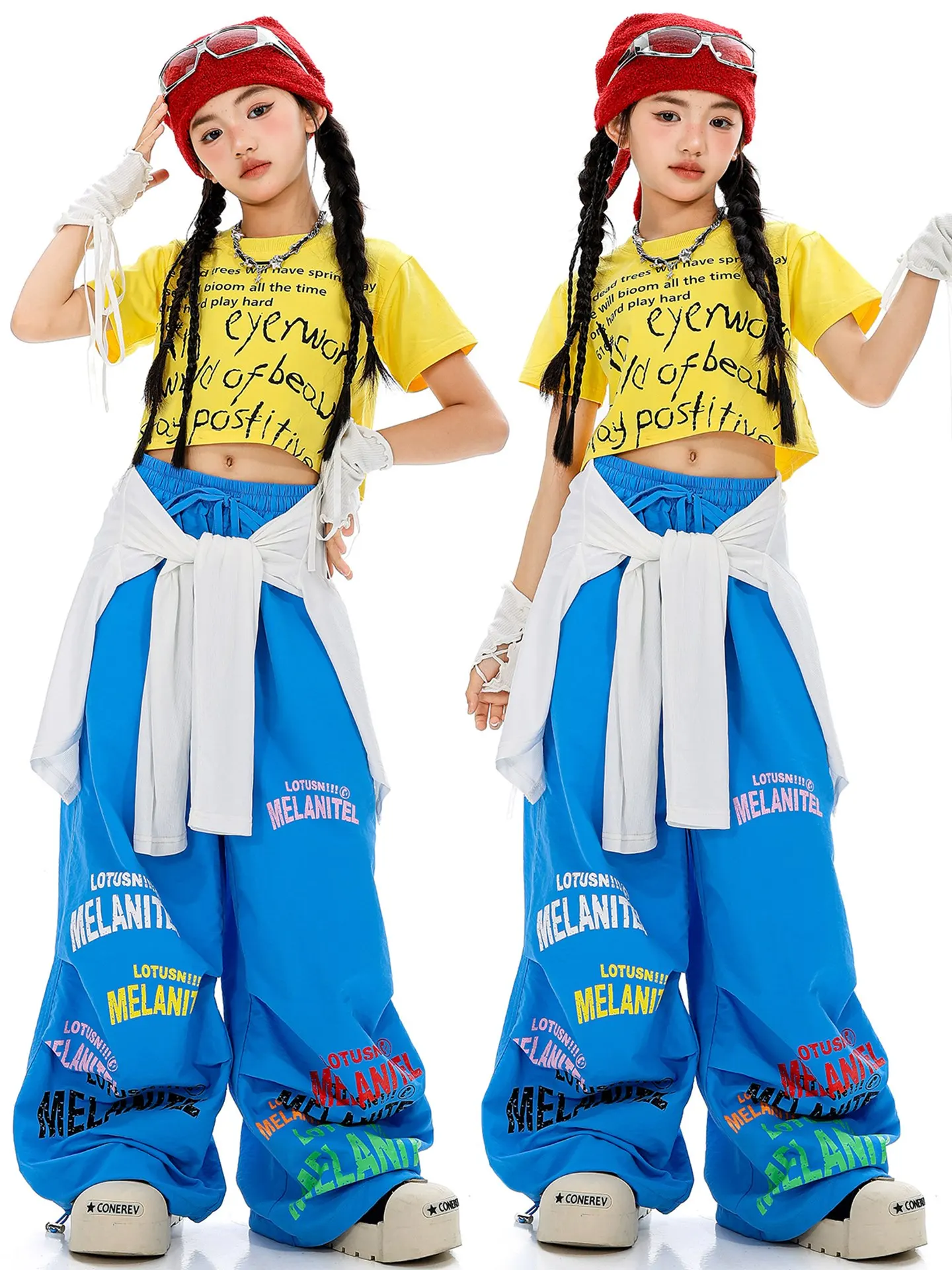 Dopamine Girls Hiphop Group Jazz Dance Performance Clothes Loose Short Sleeve Top Pants Street Dance Costumes Wear DQL11201