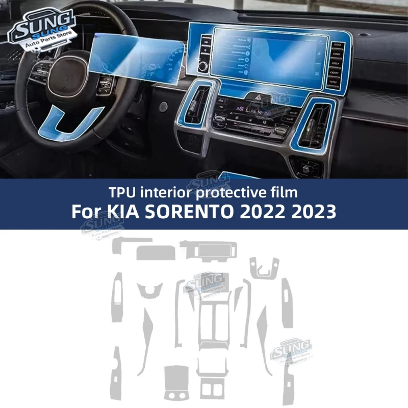 

Для Kia Sorento 2022 2023, защита от царапин, салон автомобиля, навигация, дверь, центральная консоль, приборная панель, защитная пленка из ТПУ, автомобильные аксессуары