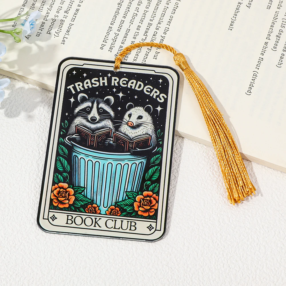 【セール中】本の虫のためのタッセルアクセサリー付きのかわいいアライグマのゴミ箱リーダーズブックマーク、ギフト、ブッククラブ、個人読書に最適
