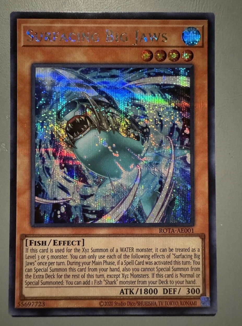 Yugioh KONAMI Duel Monsters ROTA-AE001 Surfacing Big Jaws Secret Rare Asian English Collection Mint Card