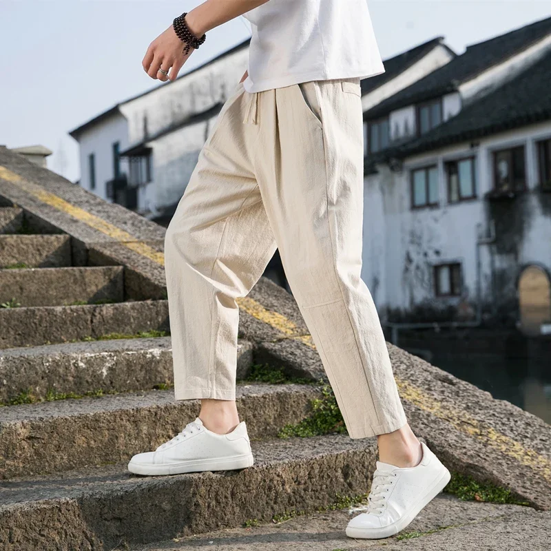 

M-5XL!2023 New Men's Casual Trousers All-match Loose Linen Trousers Fashion Trend Trousers Cargo Pants Men