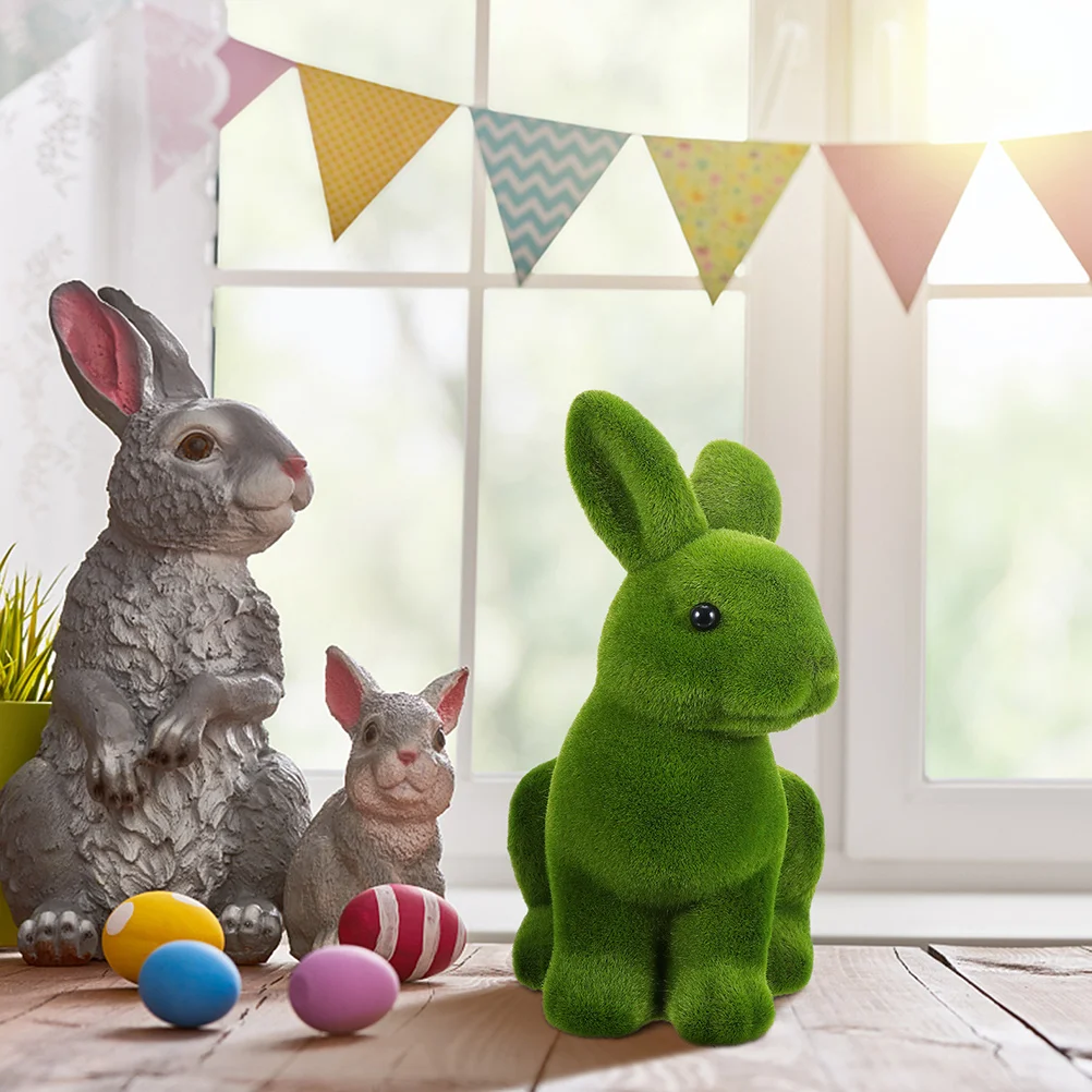

2Pcs Lovely Rabbit Decor Spring Easter Garden Home Party Highlight Decorative Craft for Desk Bonsai Lawn Backyard