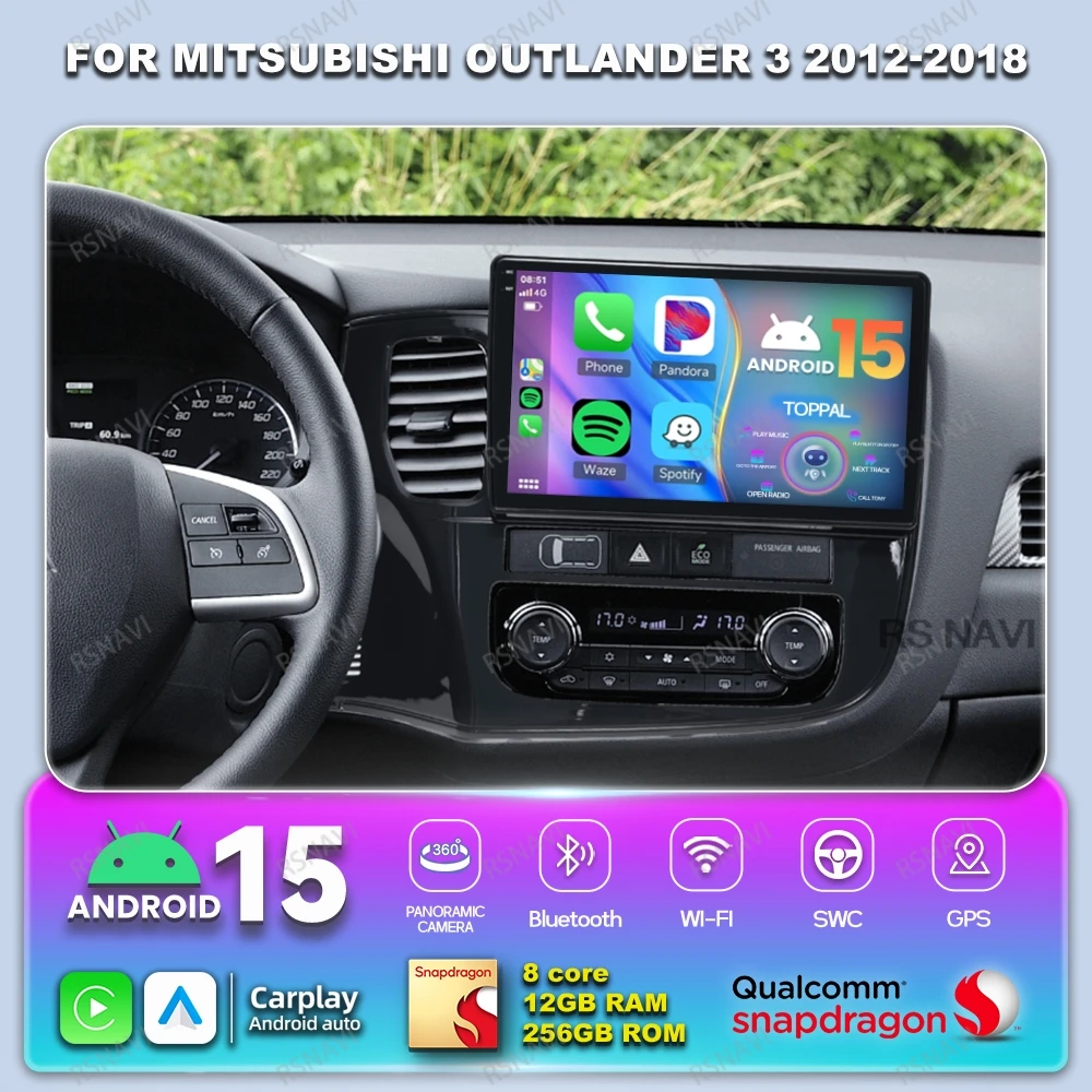 Android 15 Car Radio For Mitsubishi Outlander 3 2012-2018 Autoradio Navigation Stereo DSP DVD GPS BT Viedo Player 4G LTE QLED