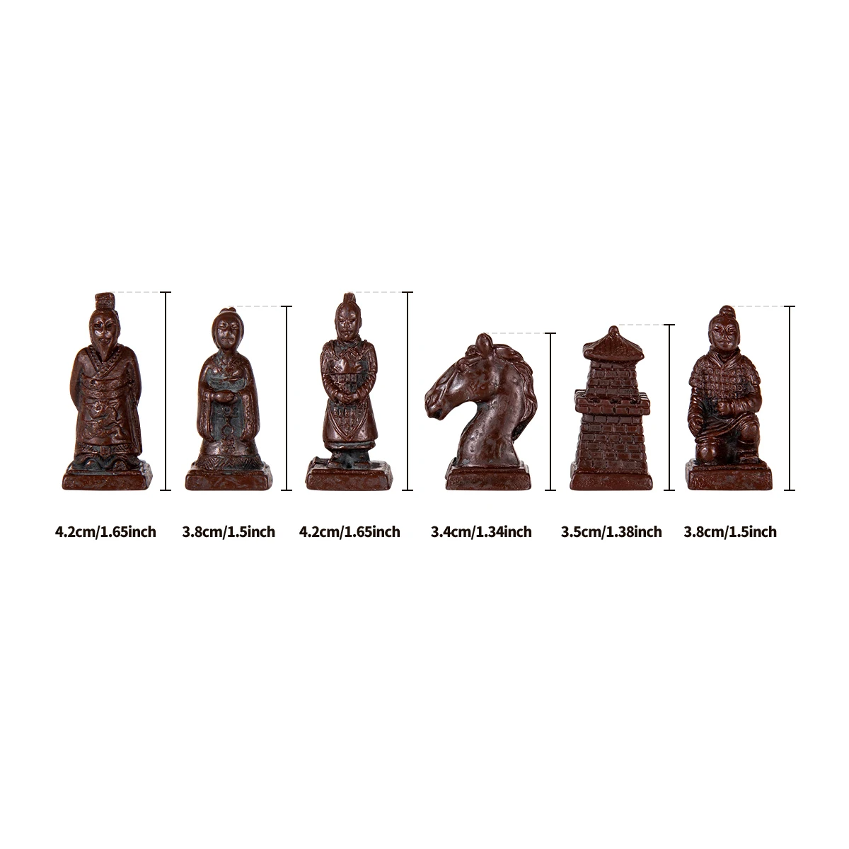 Retro Chess Set Board Games Resin Chess Terracotta Warriors Lifelike Pieces High-density Board Paste 26*26*6.5cm/10.24*2.56in