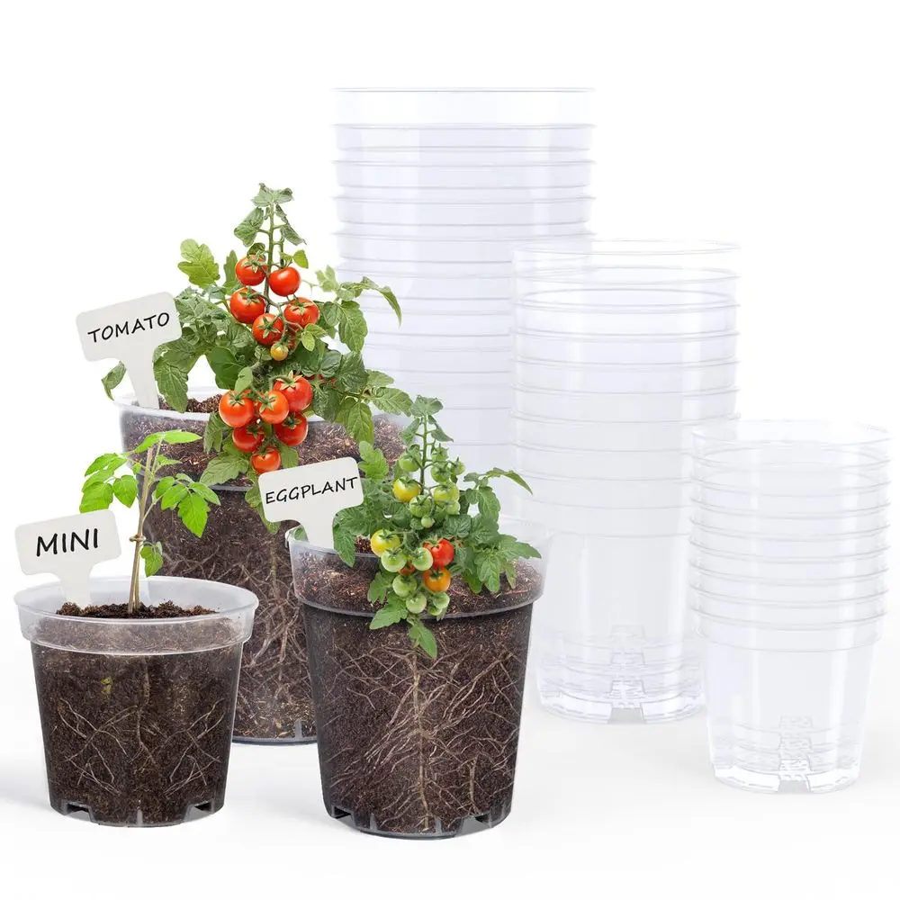 

Прозрачные горшки для рассады, пластиковые контейнеры для растений 4, 5, 6,7 дюймов с дренажными отверстиями, для выращивания семян
