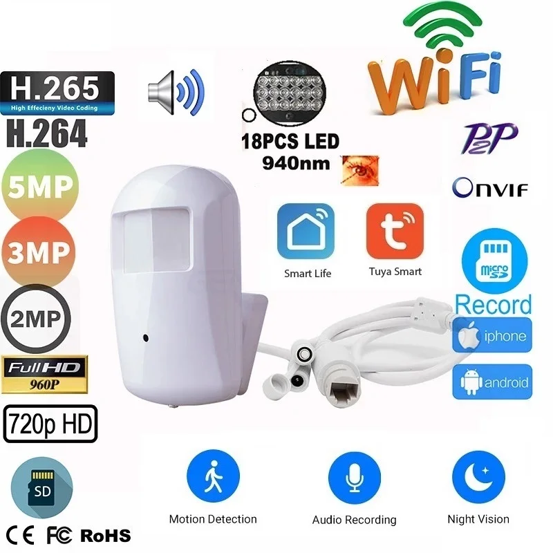 Tuya Mini WiFi Camera 2-Way Audio Indoor Covert 1080P Smart Life Wireless CCTV Security Invisible Surveillance 940 Night Vision