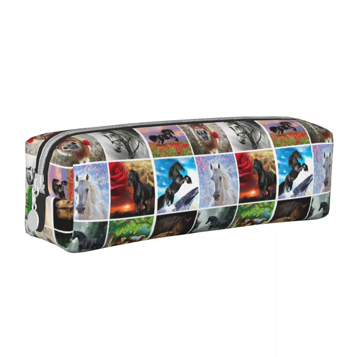 Horse Collage Pencil Cases Galloping Animal Horses Pencilcases Pen Holder for Student Large Storage Bags School Supplies Gifts