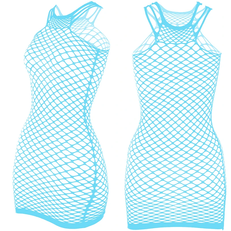 Fishnet Women Sexy Beach Cover Up Dress Women Stretch See Through Sleeveless without Bikini Swimsuit Cover up Mini Beachwea image 5