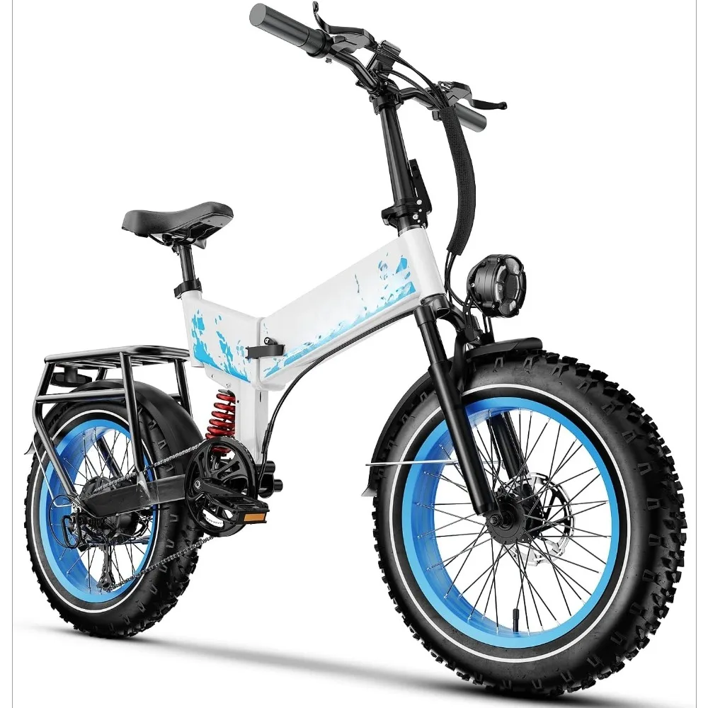 

1500W Electric Bike for Adults Full Suspension,48/52v 20AH Electric Dirt Bike with 20" x 4.0 Fat Tire, Max 30+MPH & 70 Miles
