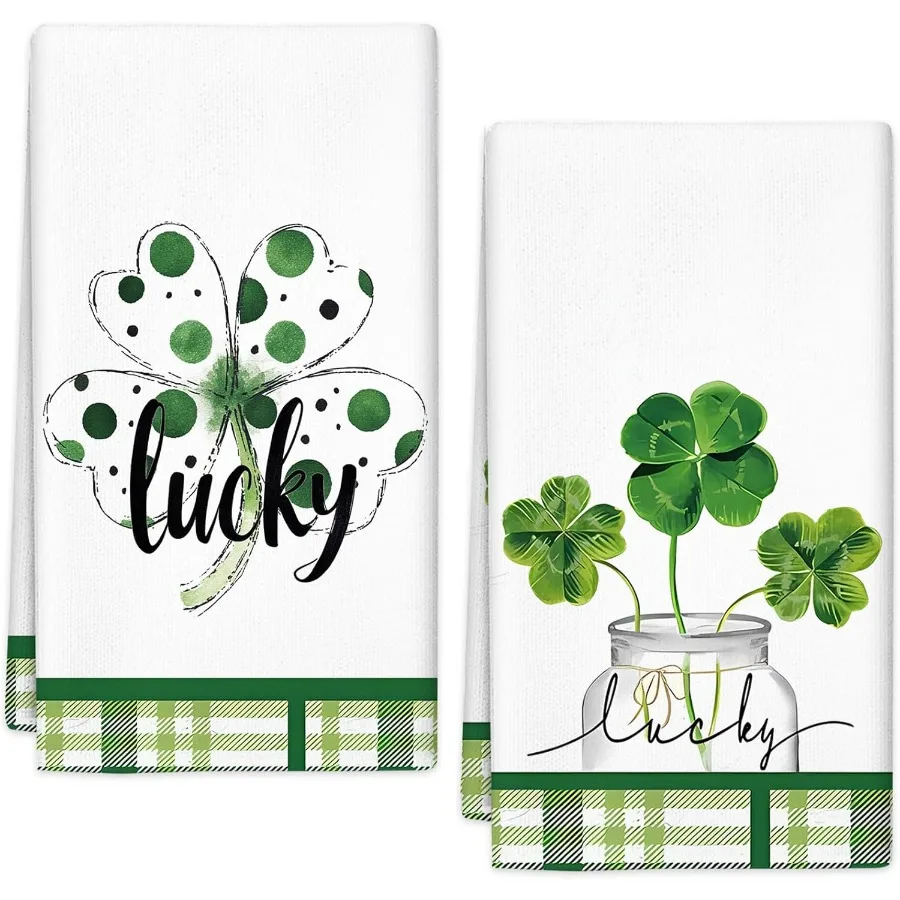 

Kitchen Towels St Patricks Day Kitchen Towels Shamrock Dish Cloths Seasol Spring Bathrrom Hand Towel 2Pcs Holiday Saint Patrick