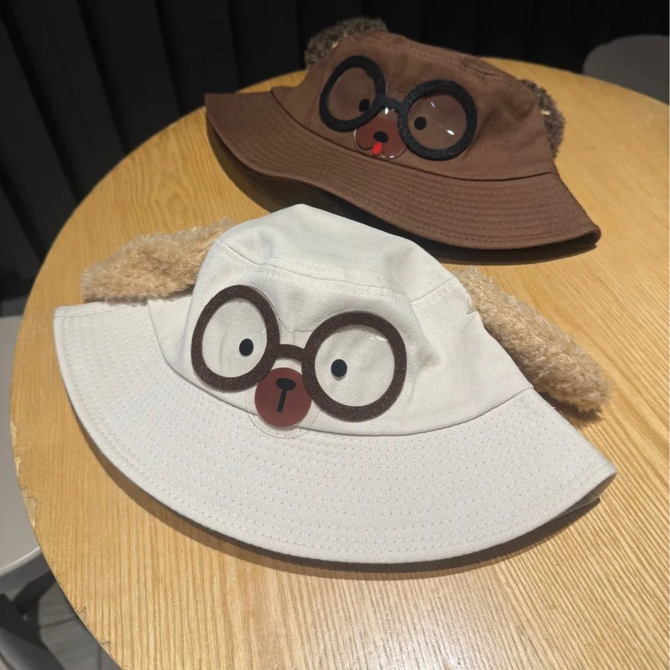 Cute Cartoon Cat Glasses Frame Ears Fisherman Caps Women's Sweet And Adorable Fashionable And Versatile Hats