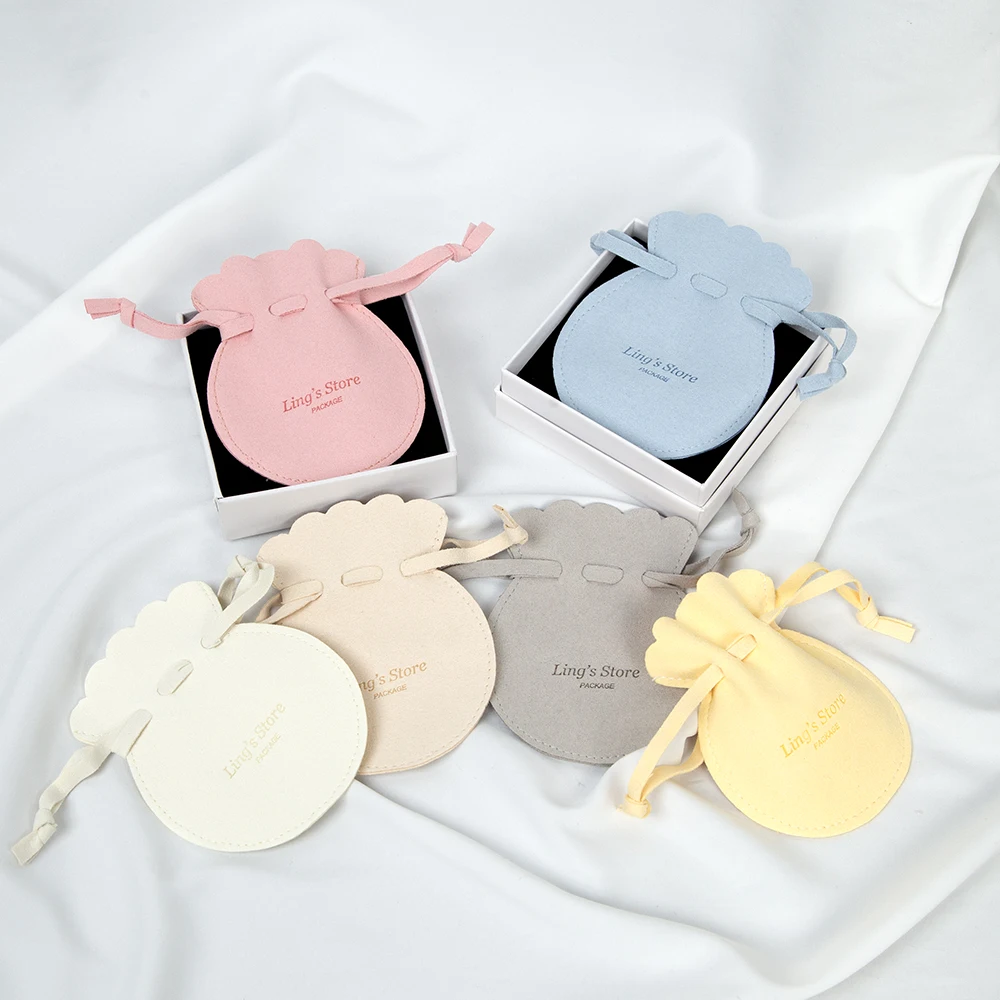 

50/100Pcs Customized Logo Microfiber Jewelry Drawstring Pouch 7x8cm 8x10cm Small Gift Packaging Bag Candy Cosmetic Watch Pockets