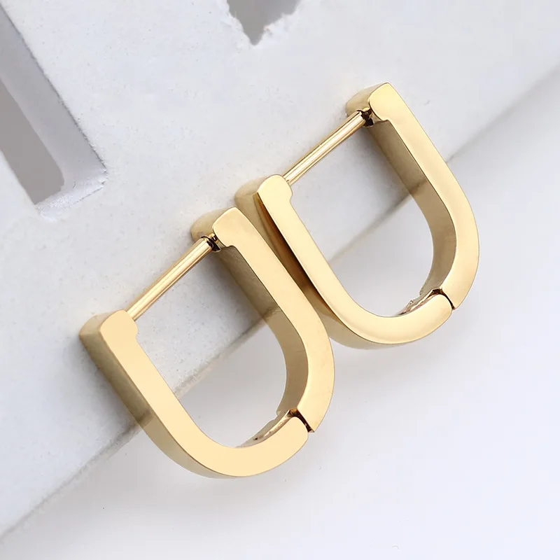 MEYRROYU Minimalist Stainless Steel Geometric Small Hoop Earrings For Women Simple Fashion Ear Buckle Jewelry Gift Wholesale