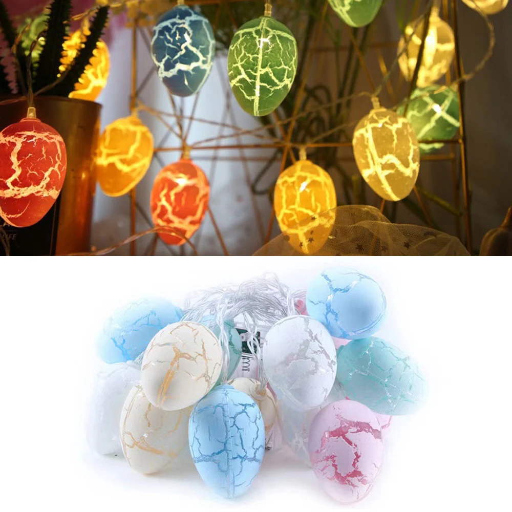 Cracked Pattern Egg LED Light String Easter Decorations For Home Easter Egg Decor Happy Easter Gift Ornaments House Decoration