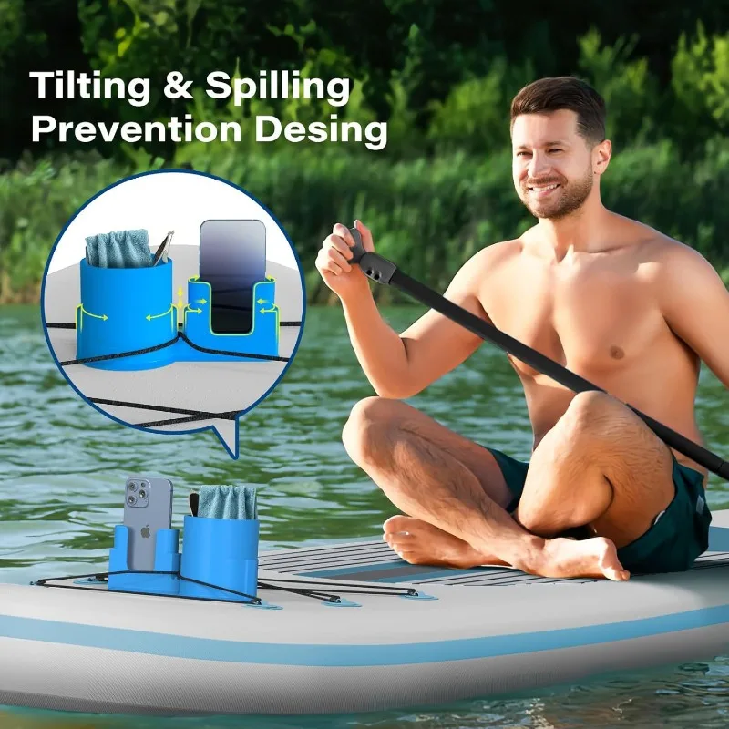 

1PCS Surfboard Kayak Phone Cup Holder with Adjustable Rope Strap - Waterproof PVC Storage Bracket for Outdoor Rafting Boating