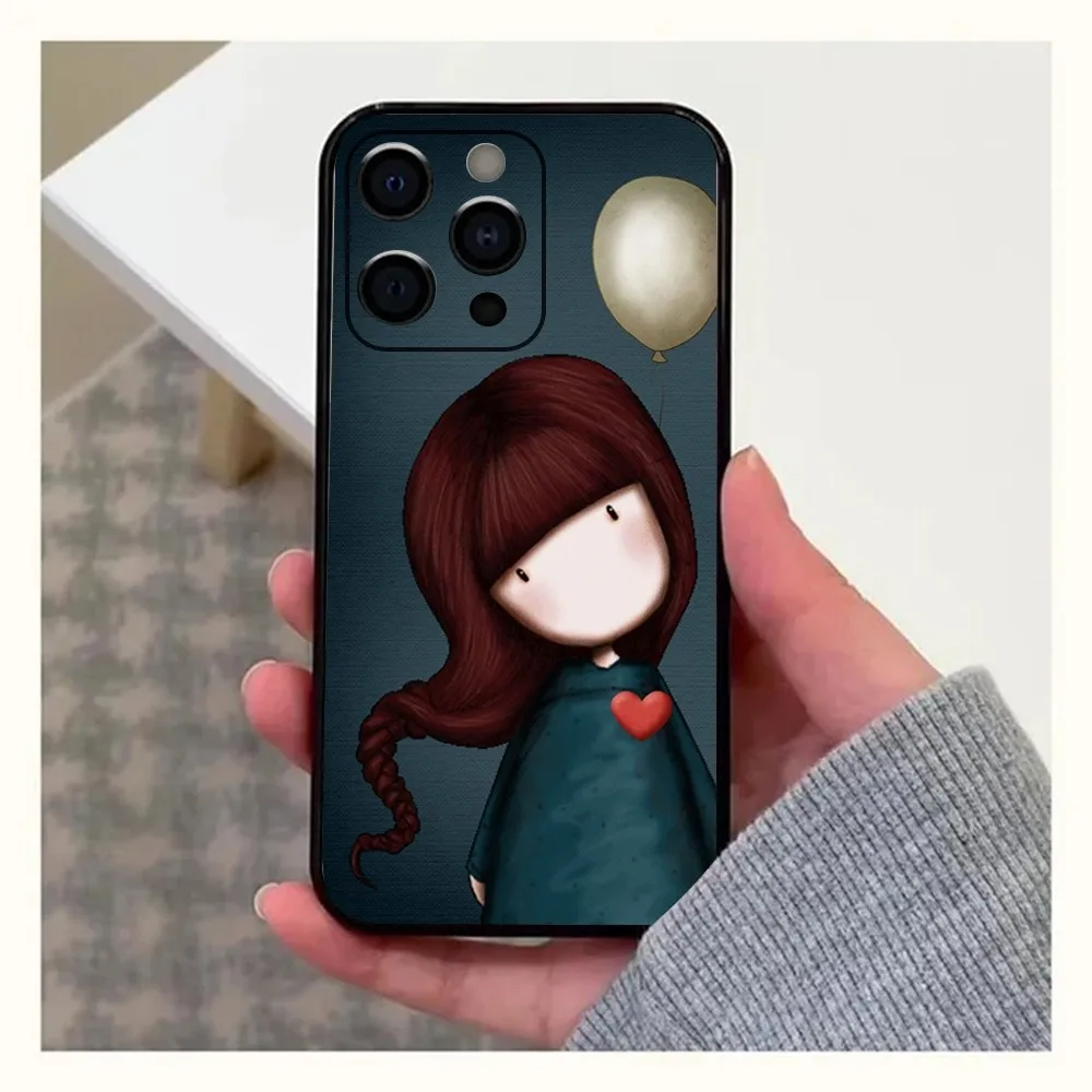 Cute Cartoon Girl Kid Santoro_Gorjuss Phone Case For Apple iPhone 15,14,13,12,11,Pro,X,XS,Max,XR,Plus,Mini Soft Black Cover