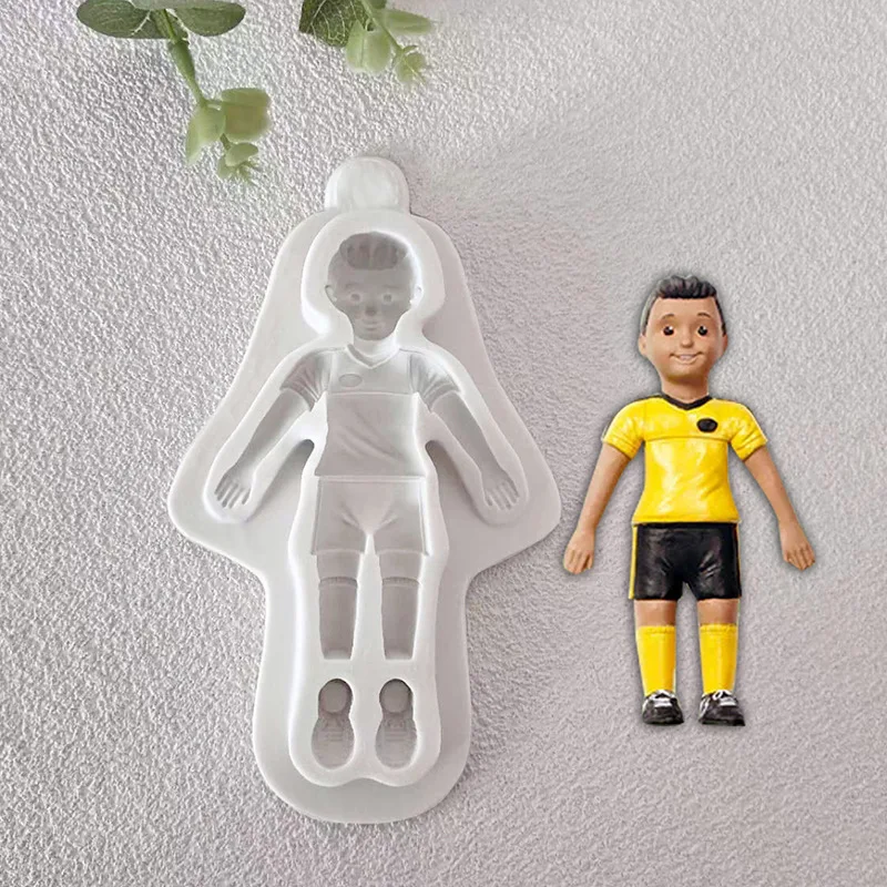 Silicone Cake Mold Football Players Sneakers Fondant Mold DIY Plaster Work Cupcake Jelly Candy Chocolate Decoration Baking Tool