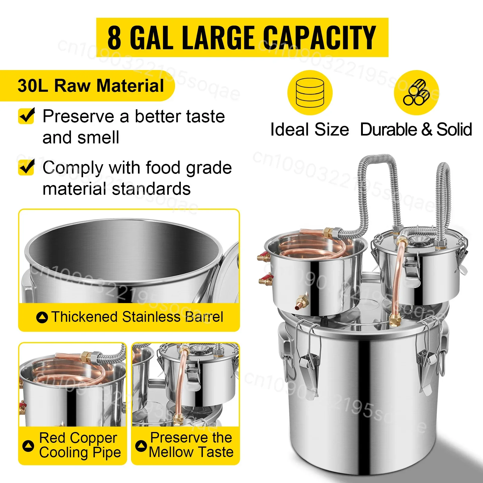 Stainless Steel Sealed Distillation Vessel, Home Still for Wine Making & Essential Oil Production