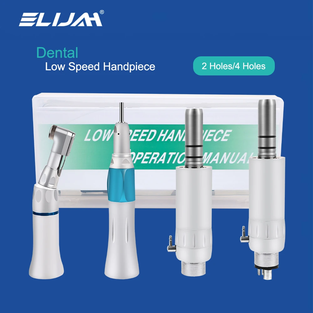 

ELIJAH Dental Low Speed Handpiece EX 203C External Water Spray Contra Angle Straight Handpiece Air Motor Kit Dentistry Equipment