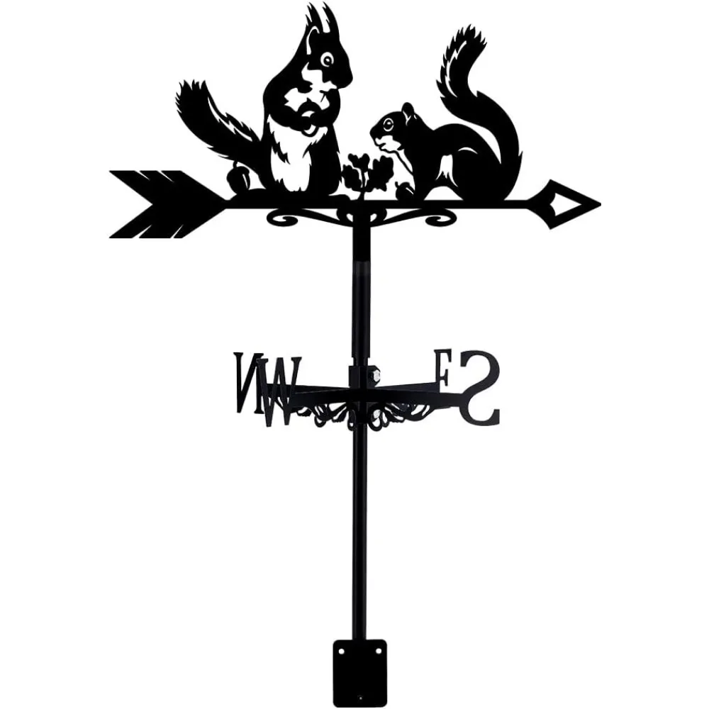 Squirrel Wind Vane Metal Weather Vanes for Yard Roof Garden Direction Sign Wrought Iron Wind Vane Outdoor Farmhouse Decoration