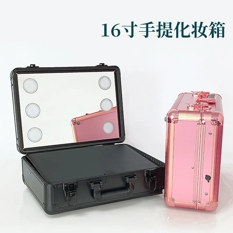Large capacity makeup box, professional makeup artist, beauty makeup artist, special suitcase, embroidery toolbox with mirror